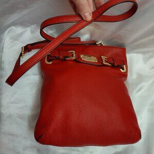 * Michael Kors "Cherry Red" Leather LONG STRAP Gold Hardware Good Condition